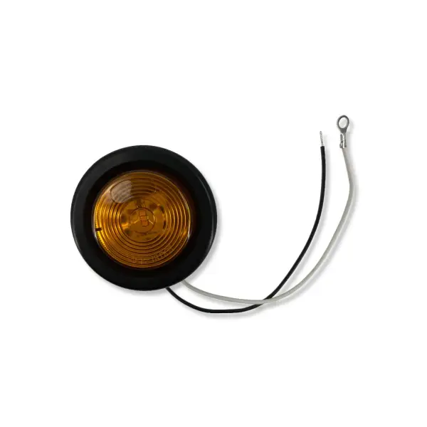 2" LED, Amber Round Marker Clearance Light w/ Grommet and Wiring