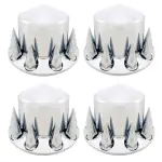 4 pcs of Chrome Rear Spike Wheel Cover w/ 33MM Lug Nut Covers