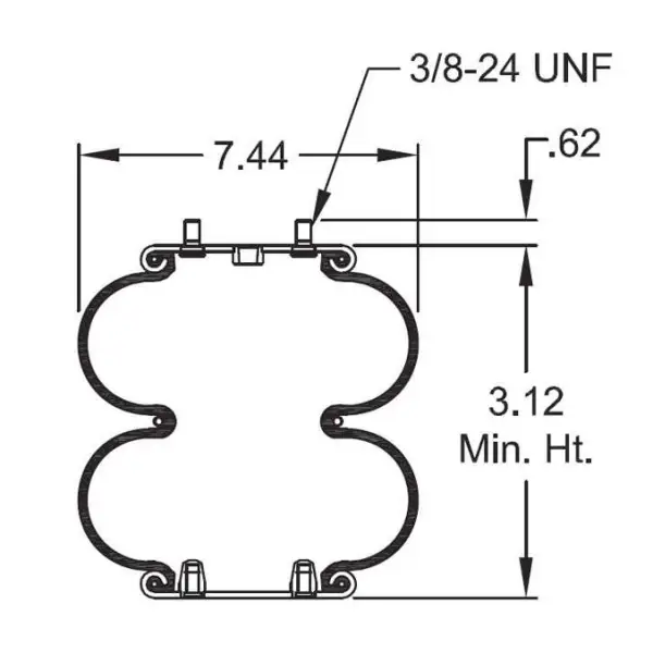 Convoluted Air Spring Replaces W01-358-7659, 2B7-548, R005079