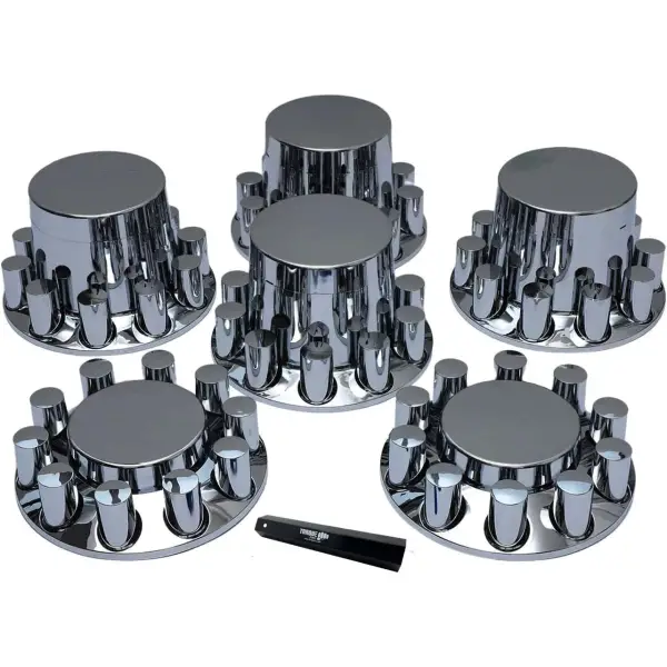 Chrome Universal Wheel Cover Set w/ 33 mm Cylinder Lug Nut Covers