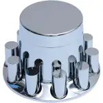 Chrome Universal Wheel Cover Set w/ 33 mm Cylinder Lug Nut Covers