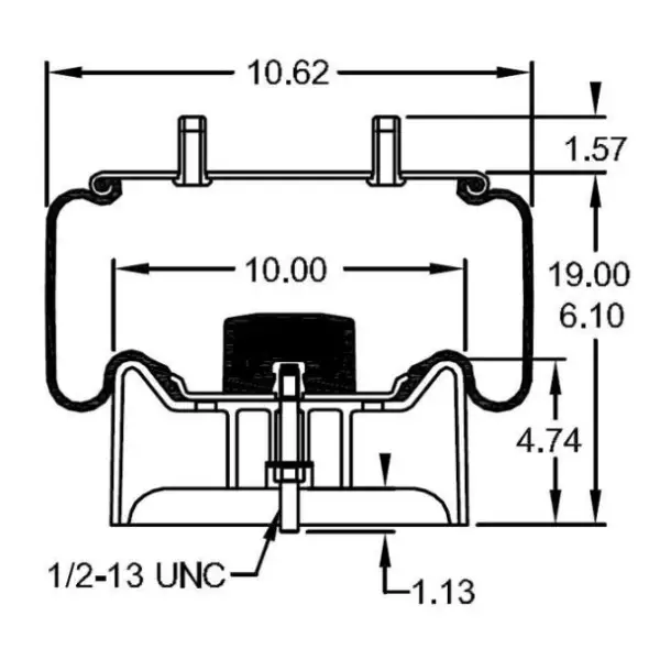 Trailer Air Spring Replaces S-20901, W01-358-8091, 1R14-093