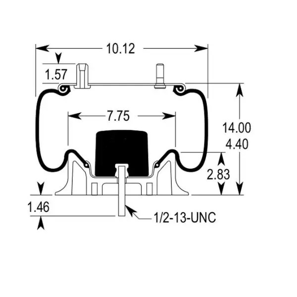 Trailer Air Spring Replaces 161234, W01-358-8204, 1R12-508