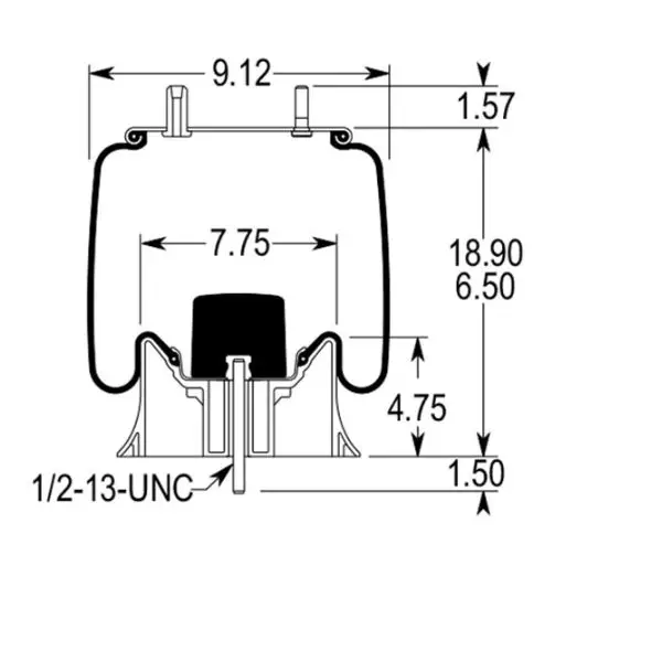 Trailer Air Spring Replaces W01-358-9293, 1R11-912, 9 9K-15 P 424