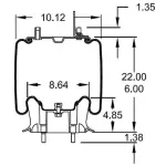 Air Spring for Navistar Replaces 1670073C-1, 1686386C-1, 1R12-401