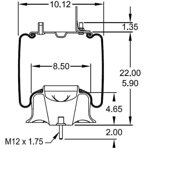 Air Spring for Navistar Replaces 2027911C-1, 2027911C-2, 1R12-398