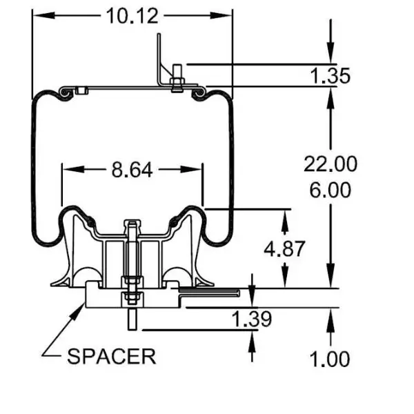 Trailer Air Spring Replaces 1R12-1093, 60271-001, W01-358-9663